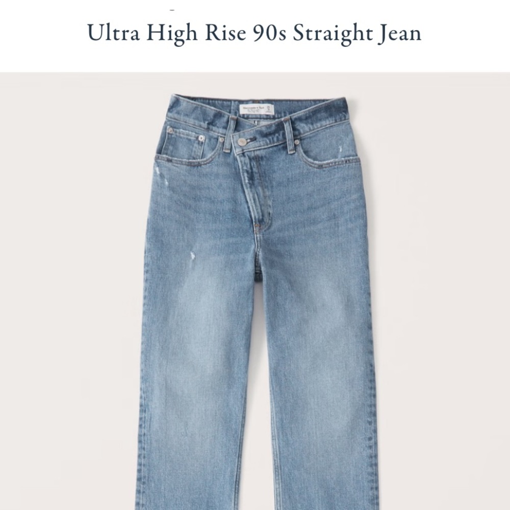 Ultra high rise 90s straight jean medium wash with asymmetrical waist 36 SHORT